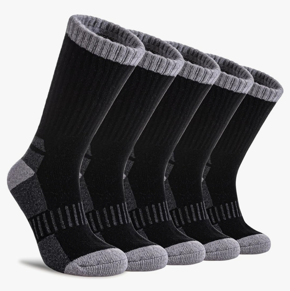 Womens 70% Merino Wool Hiking Socks Warm Winter Boot Crew Socks Cushion 5-Pair